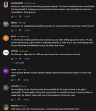 Fans in the YouTube comments section react to Sykkuno showcasing his YouTube Shorts earnings (Image via Streamer Moments/YouTube)